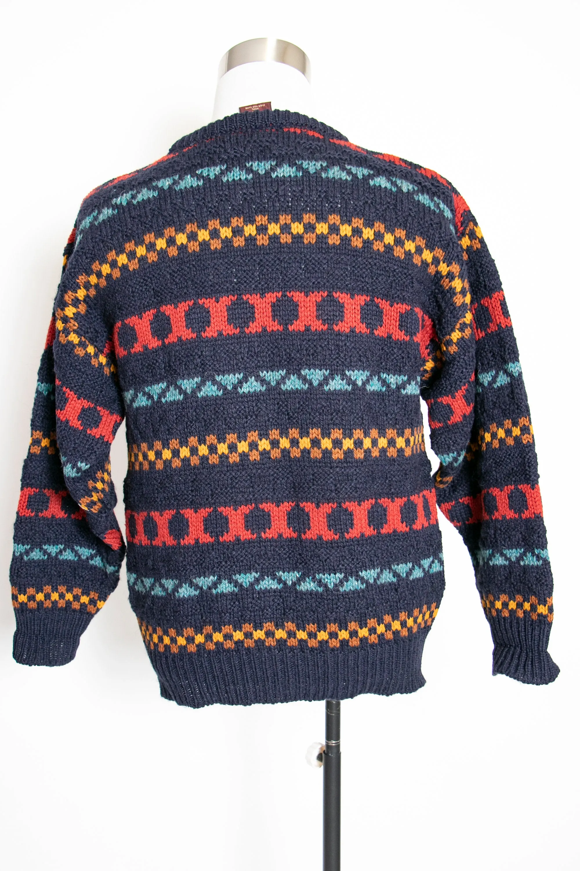 1990s Wool Sweater Men's Striped Knit Crewneck Nordstrom Large