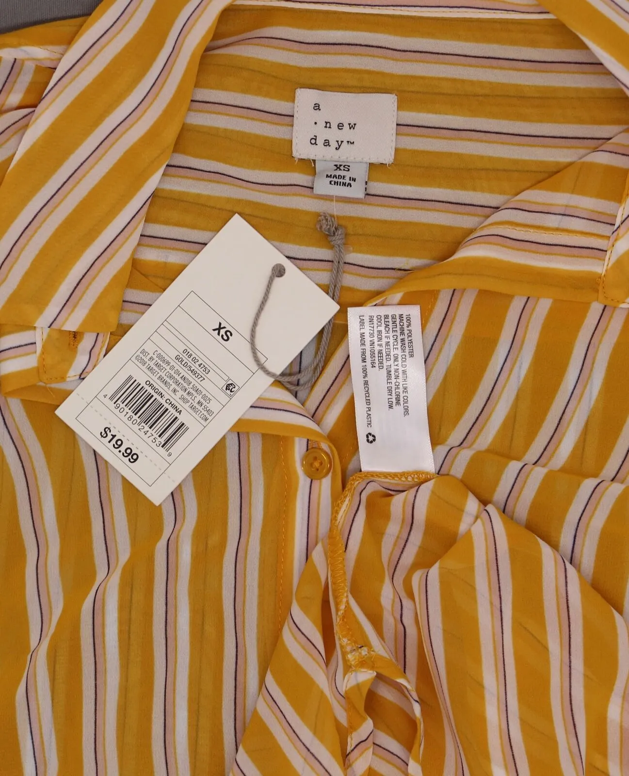 A New Day Women's Long Sleeve Striped Crepe Blouse Shirt Top