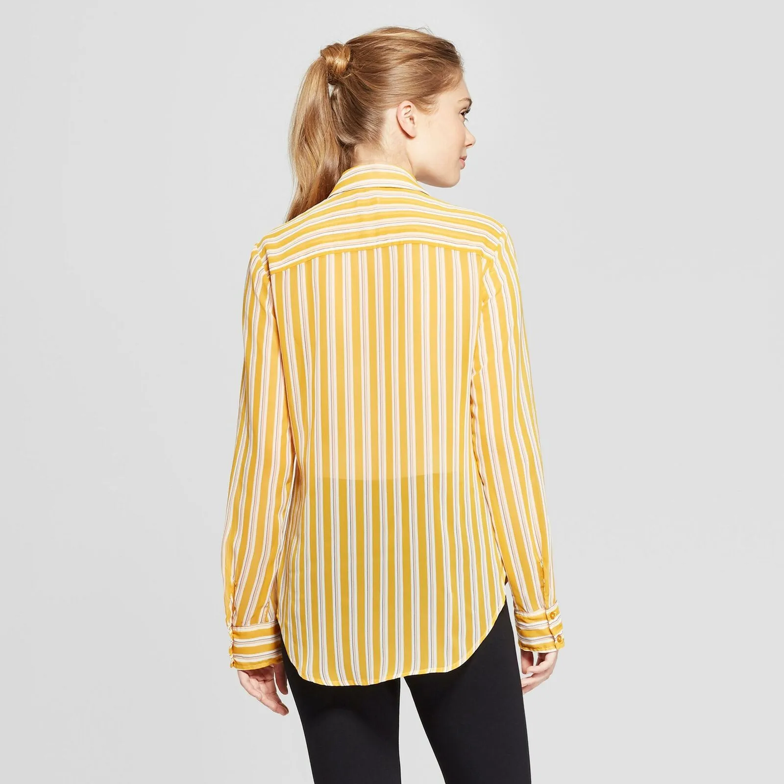 A New Day Women's Long Sleeve Striped Crepe Blouse Shirt Top