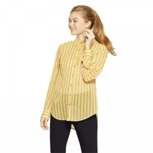A New Day Women's Long Sleeve Striped Crepe Blouse Shirt Top