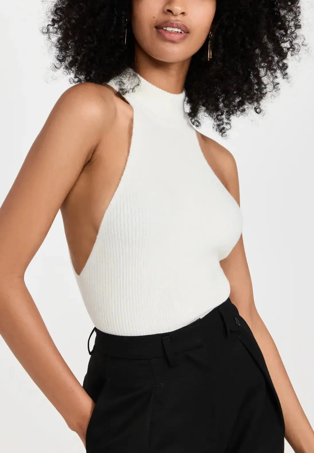 Anine Bing Kylin Ribbed Mock Neck Top