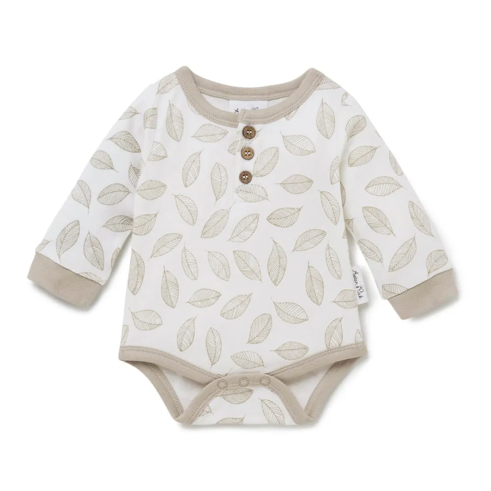 Aster and Oak Leaf Henley Onesie