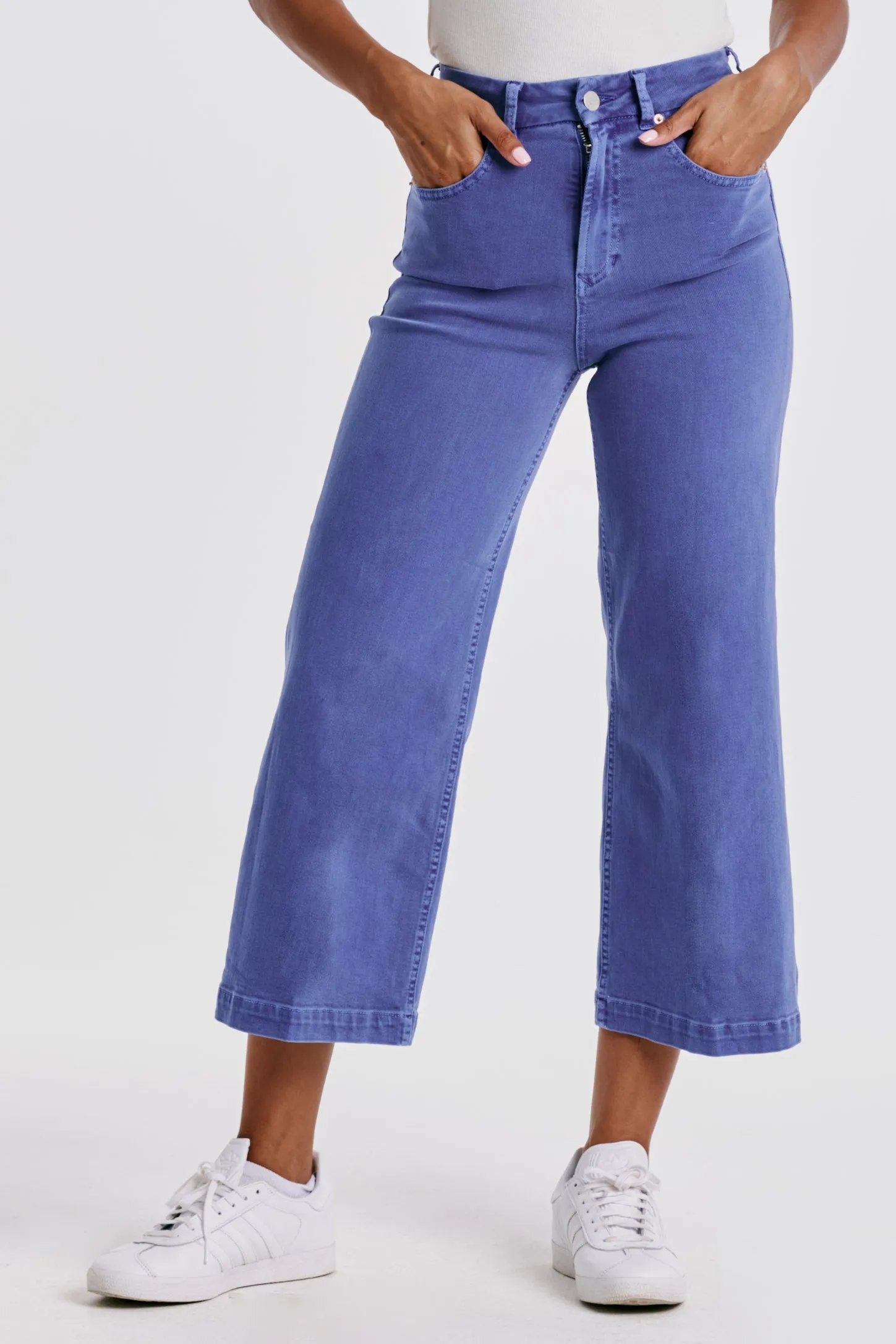 AUDREY SUPER HIGH RISE CROPPED WIDE LEG COLOR JEANS GALACTIC COBALT