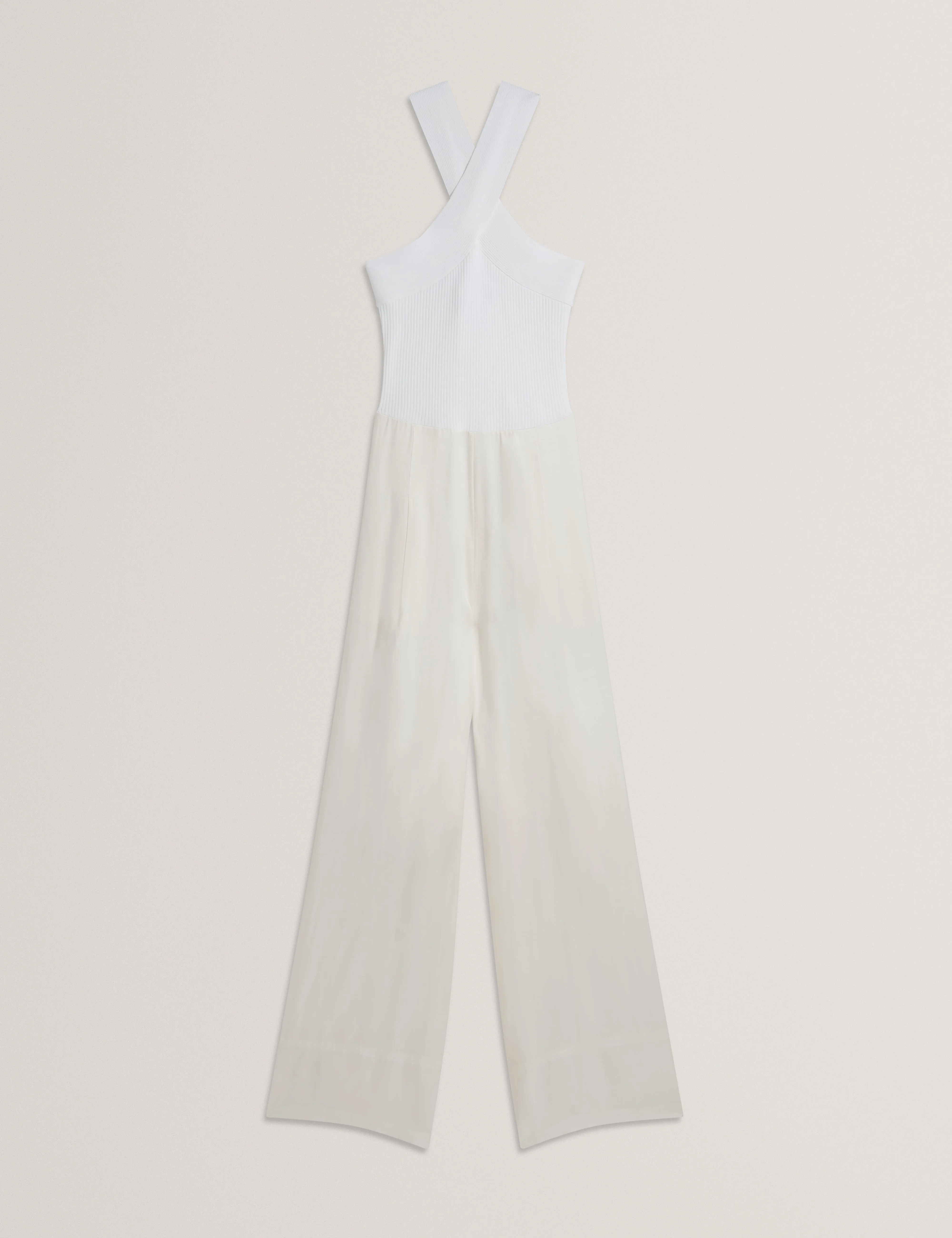 Baiblu Halter Neck Jumpsuit With Knit Ivory