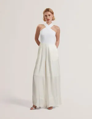 Baiblu Halter Neck Jumpsuit With Knit Ivory