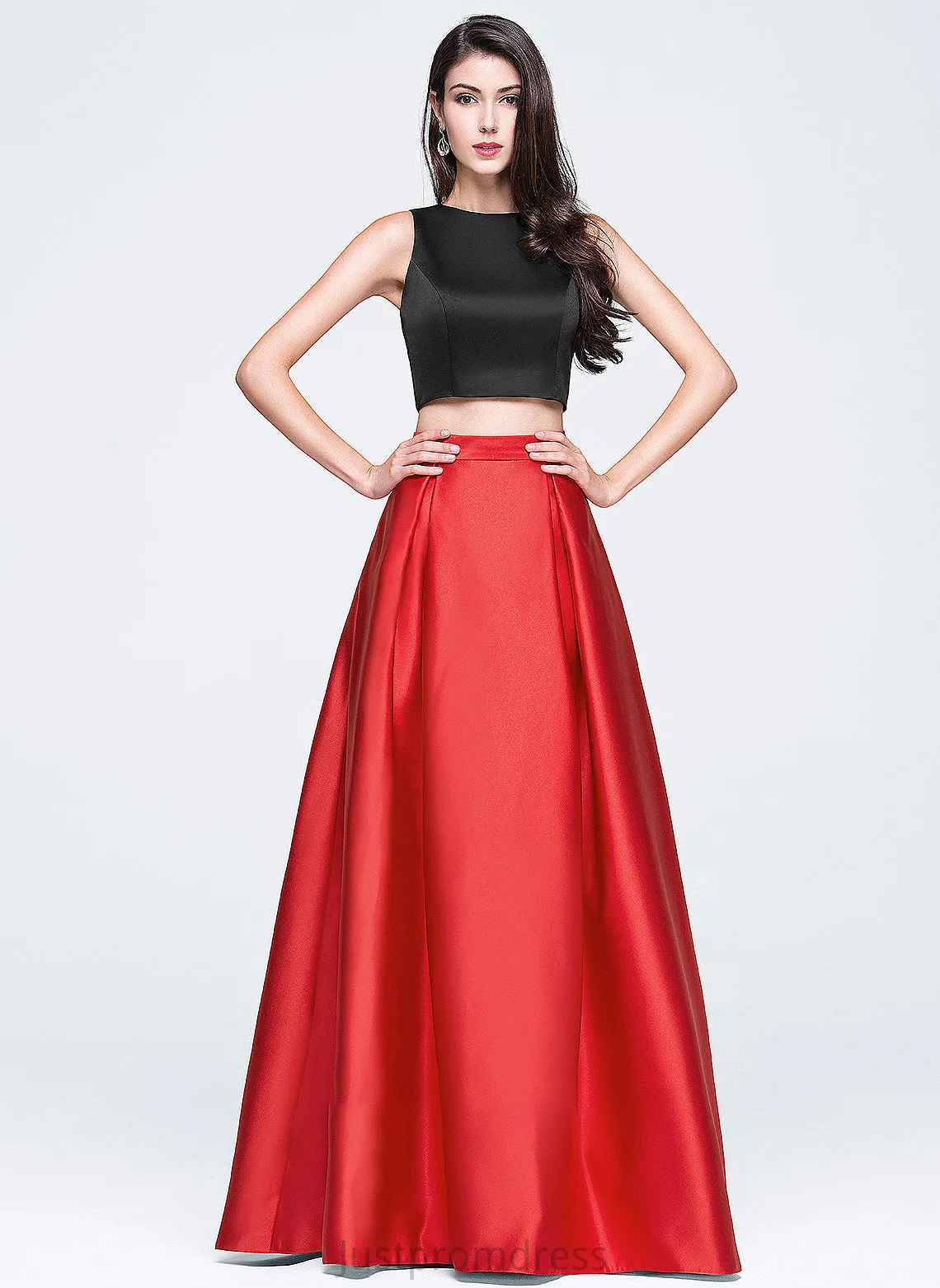 Ball-Gown/Princess With Neck Scoop Prom Dresses Satin Pockets Carolina Floor-Length