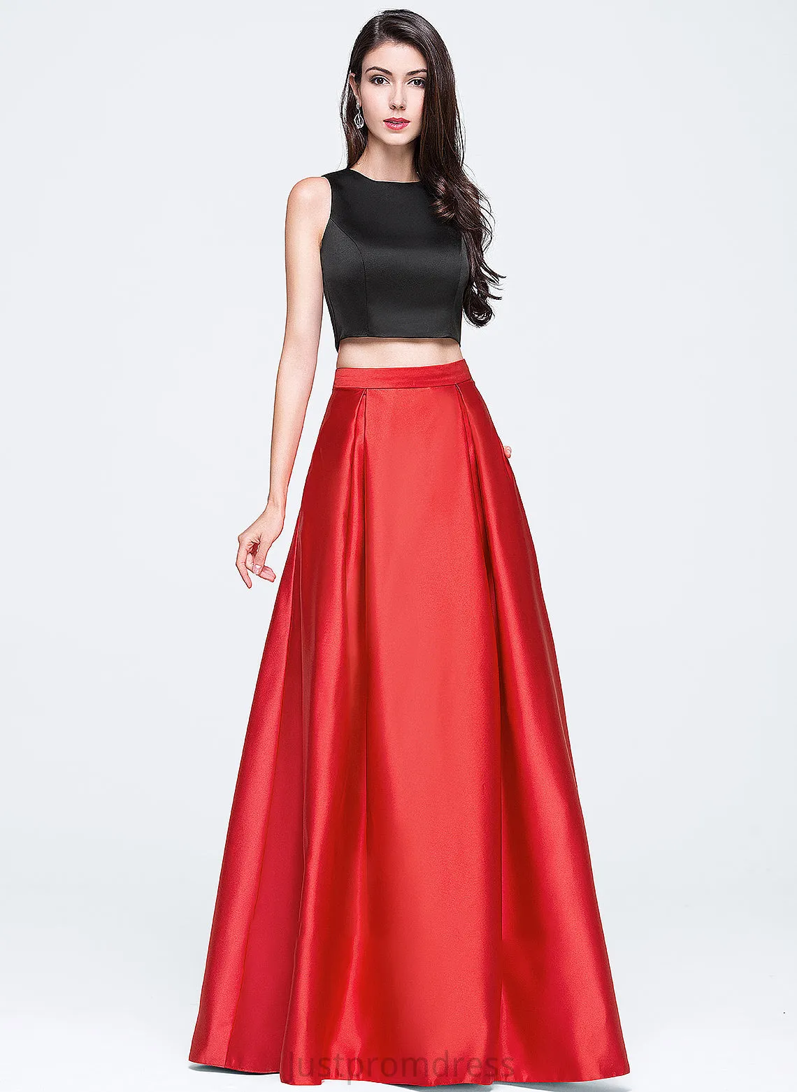 Ball-Gown/Princess With Neck Scoop Prom Dresses Satin Pockets Carolina Floor-Length