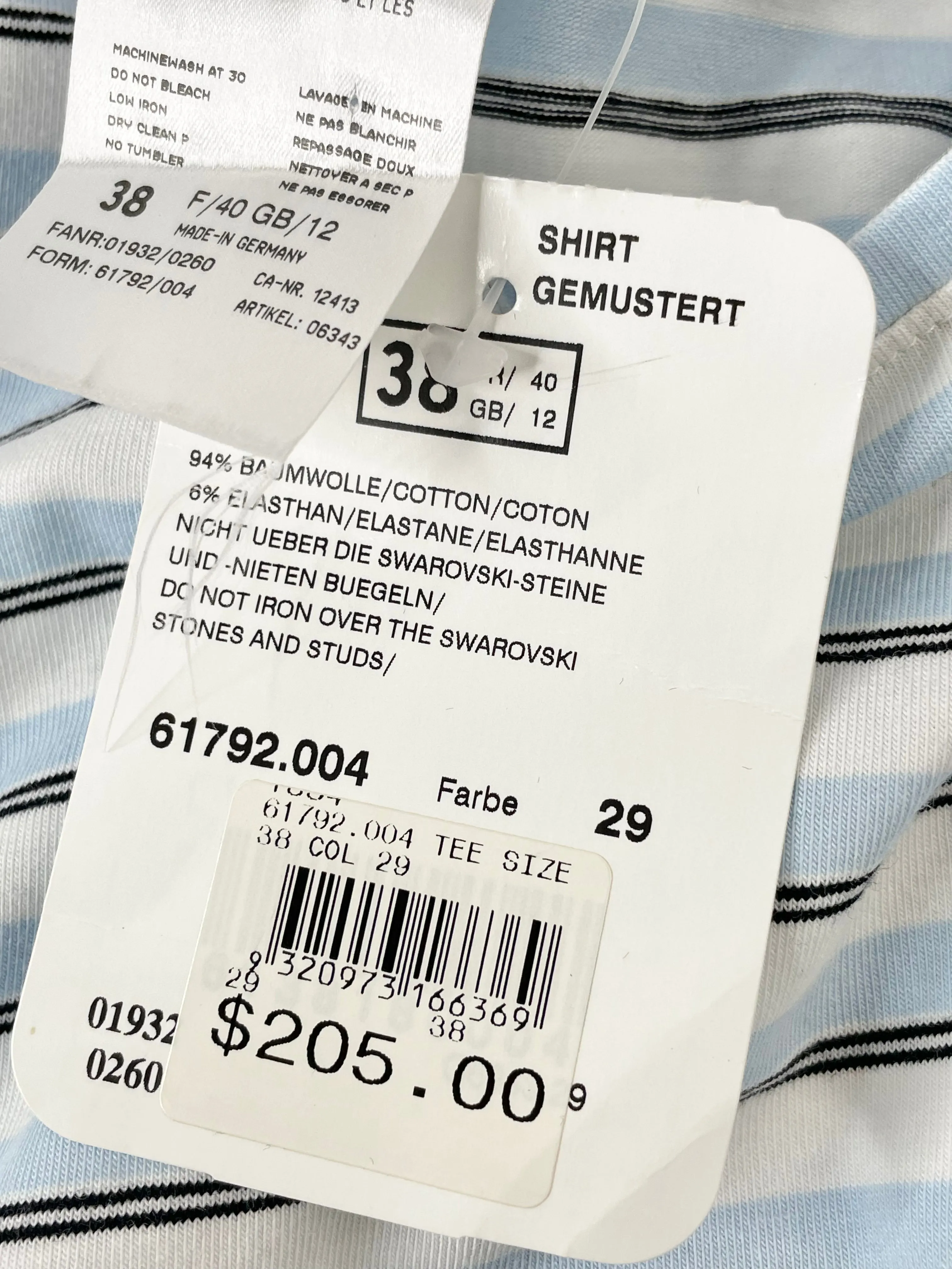 Basler White & Pale Blue Striped T-Shirt - AU12