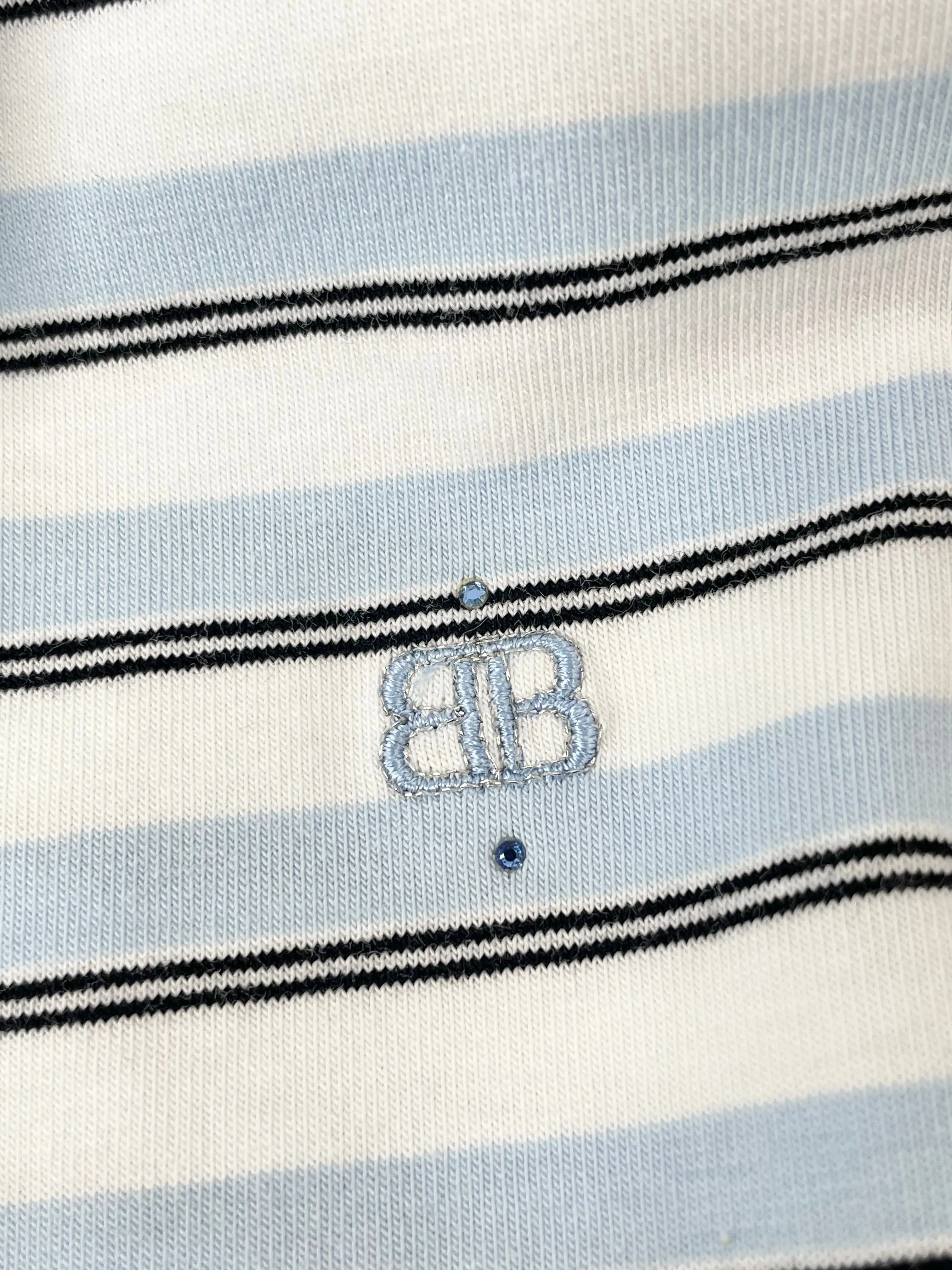 Basler White & Pale Blue Striped T-Shirt - AU12