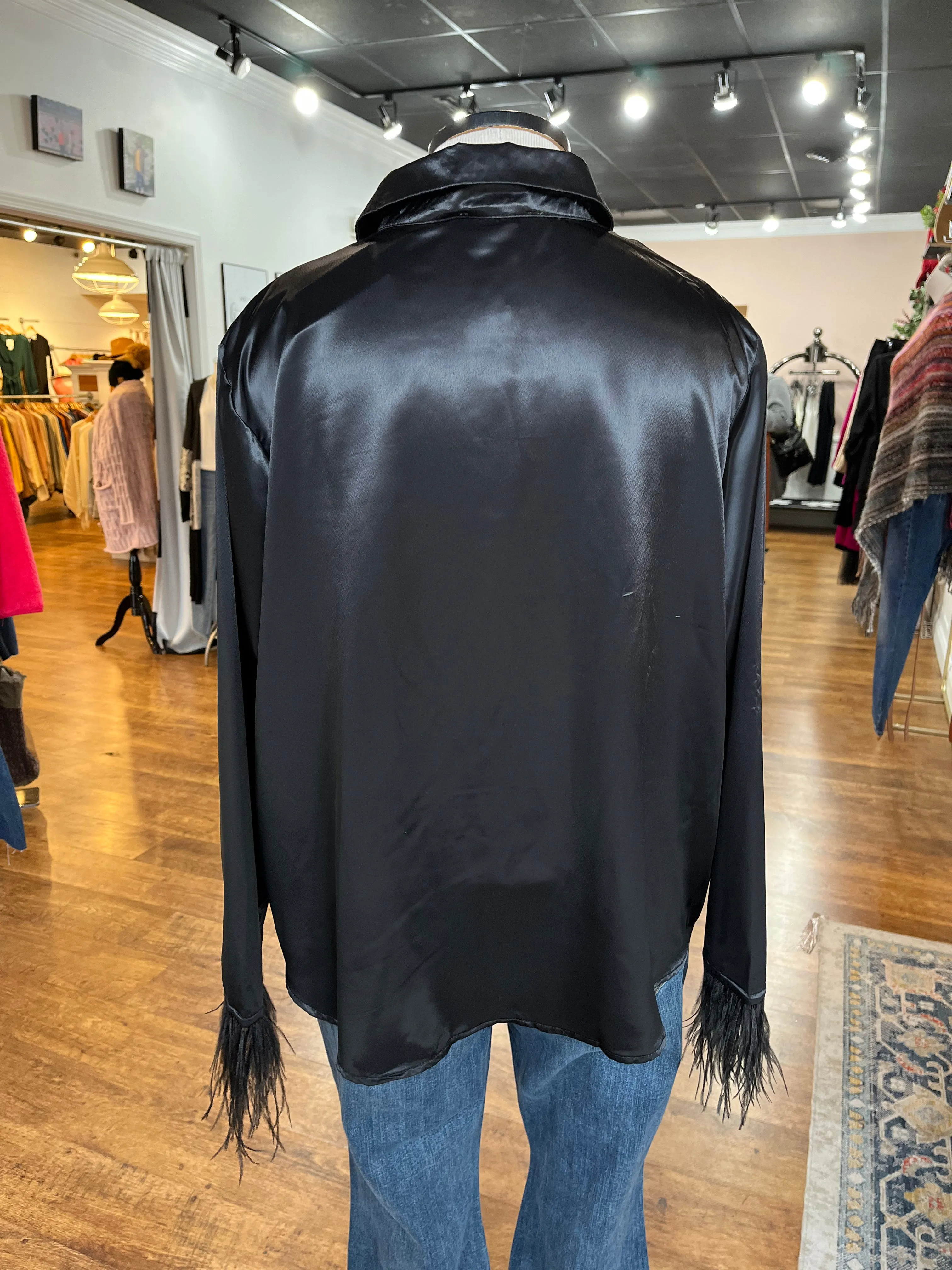 Be The Drama Feather Cuff Top