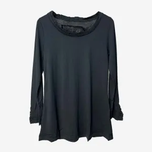BLACK 3/4 SLEEVE T-SHIRT