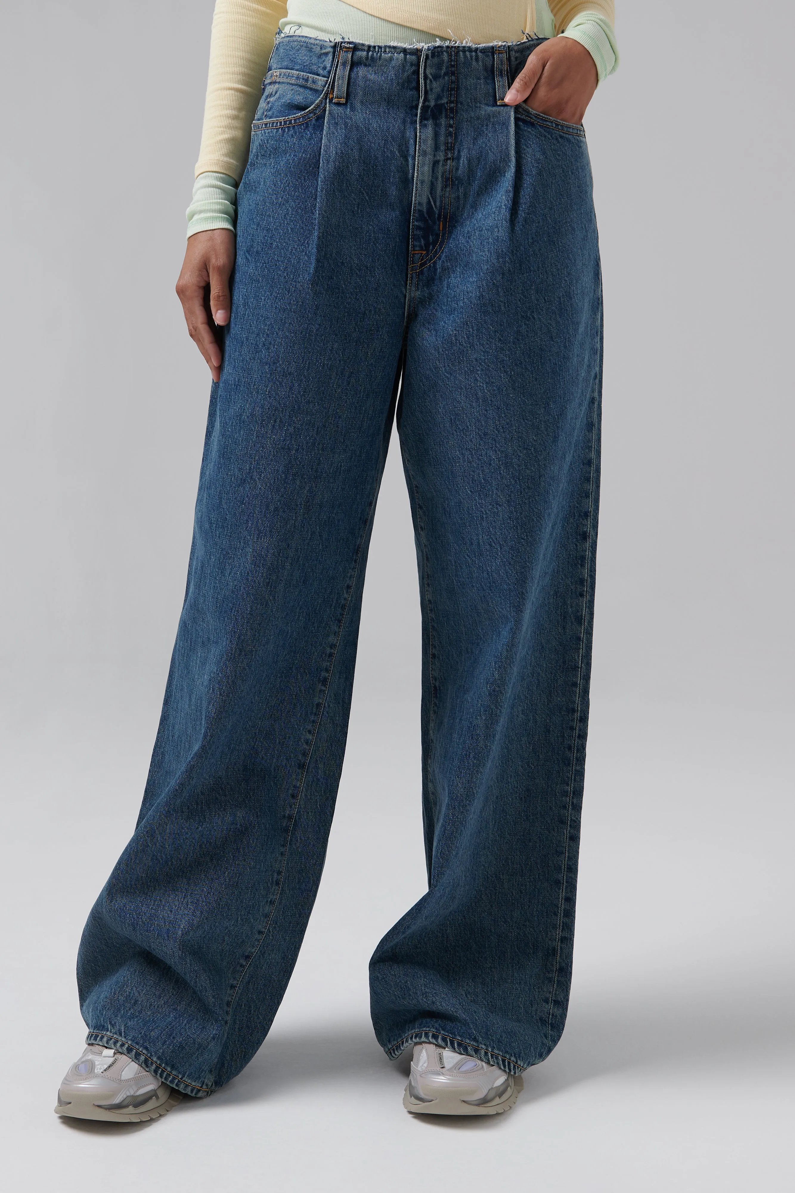 Blue Taylor Wide Pleat Jeans