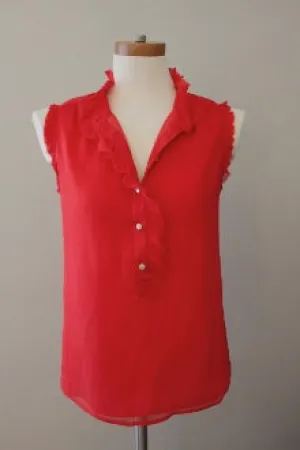 Bright Spring Poppy Ruffle Top