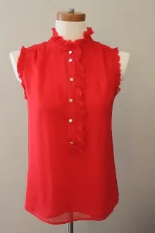 Bright Spring Poppy Ruffle Top