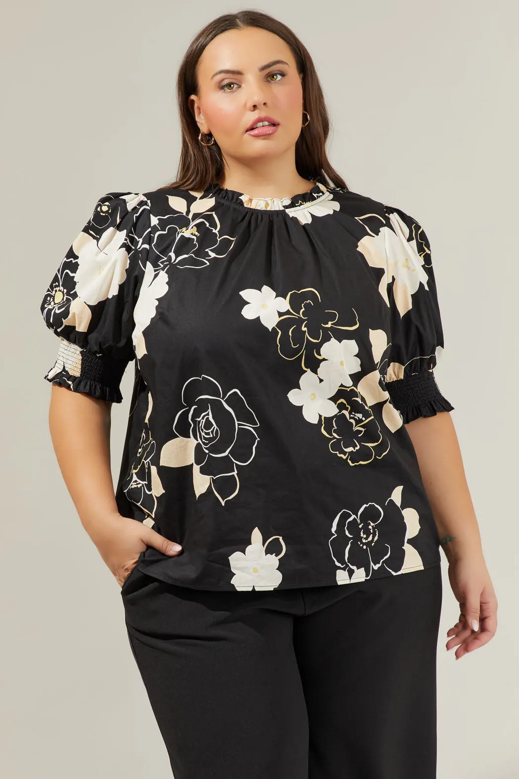 Cairan Rose Baretta Short Sleeve Blouse Curve