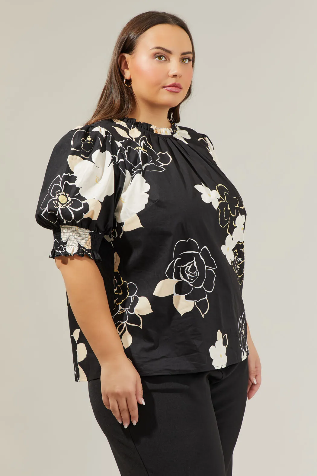 Cairan Rose Baretta Short Sleeve Blouse Curve