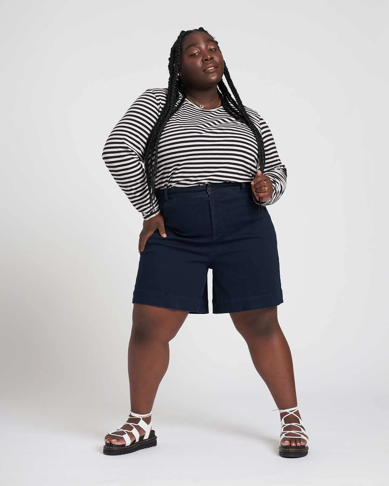 Carrie High Rise Denim Shorts - Dark Indigo