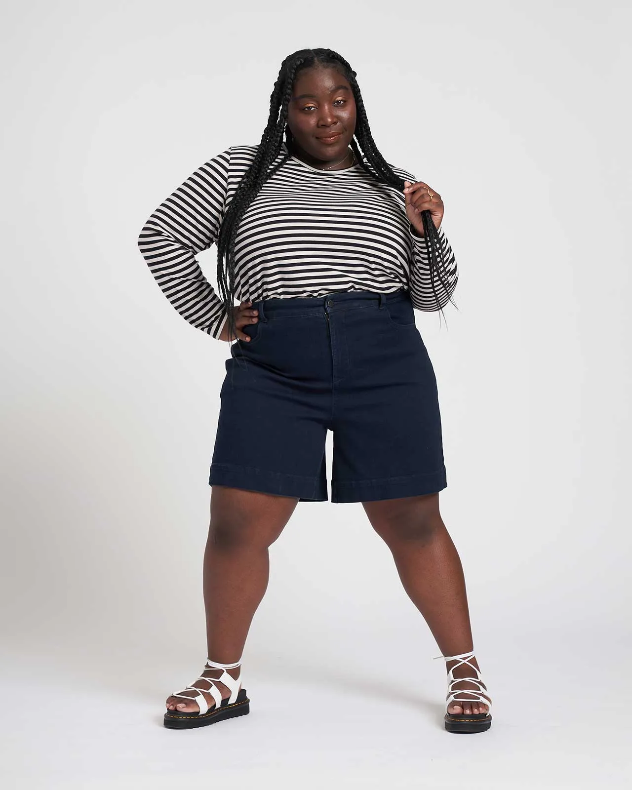 Carrie High Rise Denim Shorts - Dark Indigo