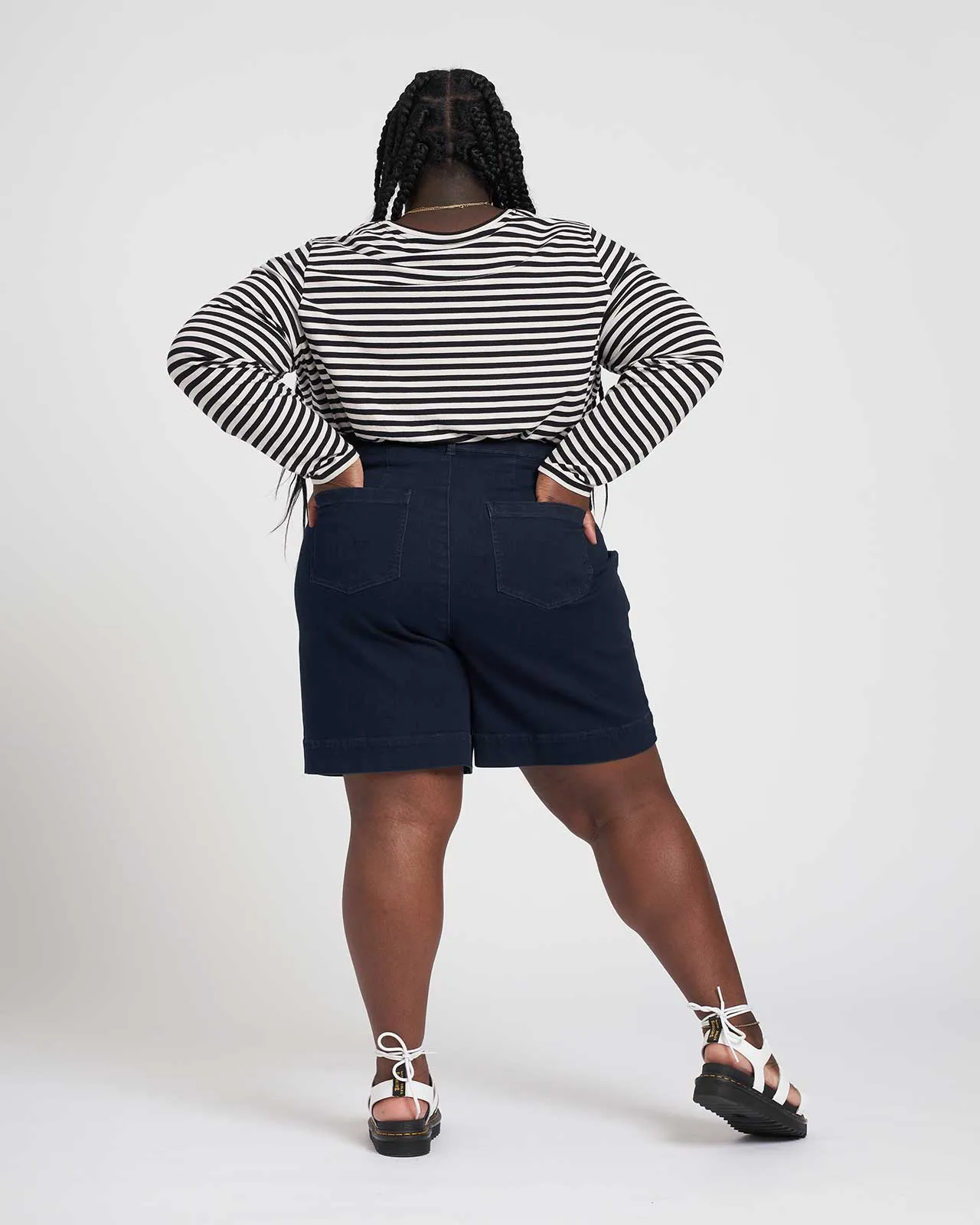 Carrie High Rise Denim Shorts - Dark Indigo