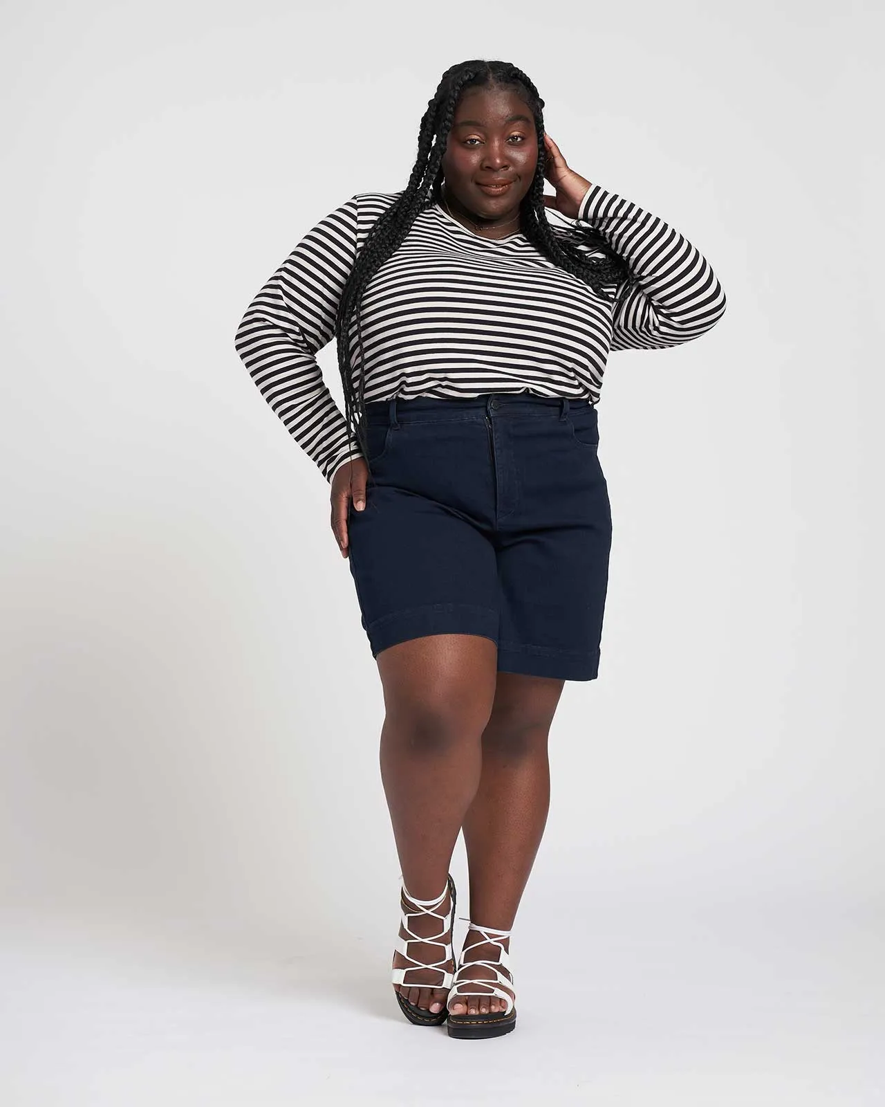 Carrie High Rise Denim Shorts - Dark Indigo