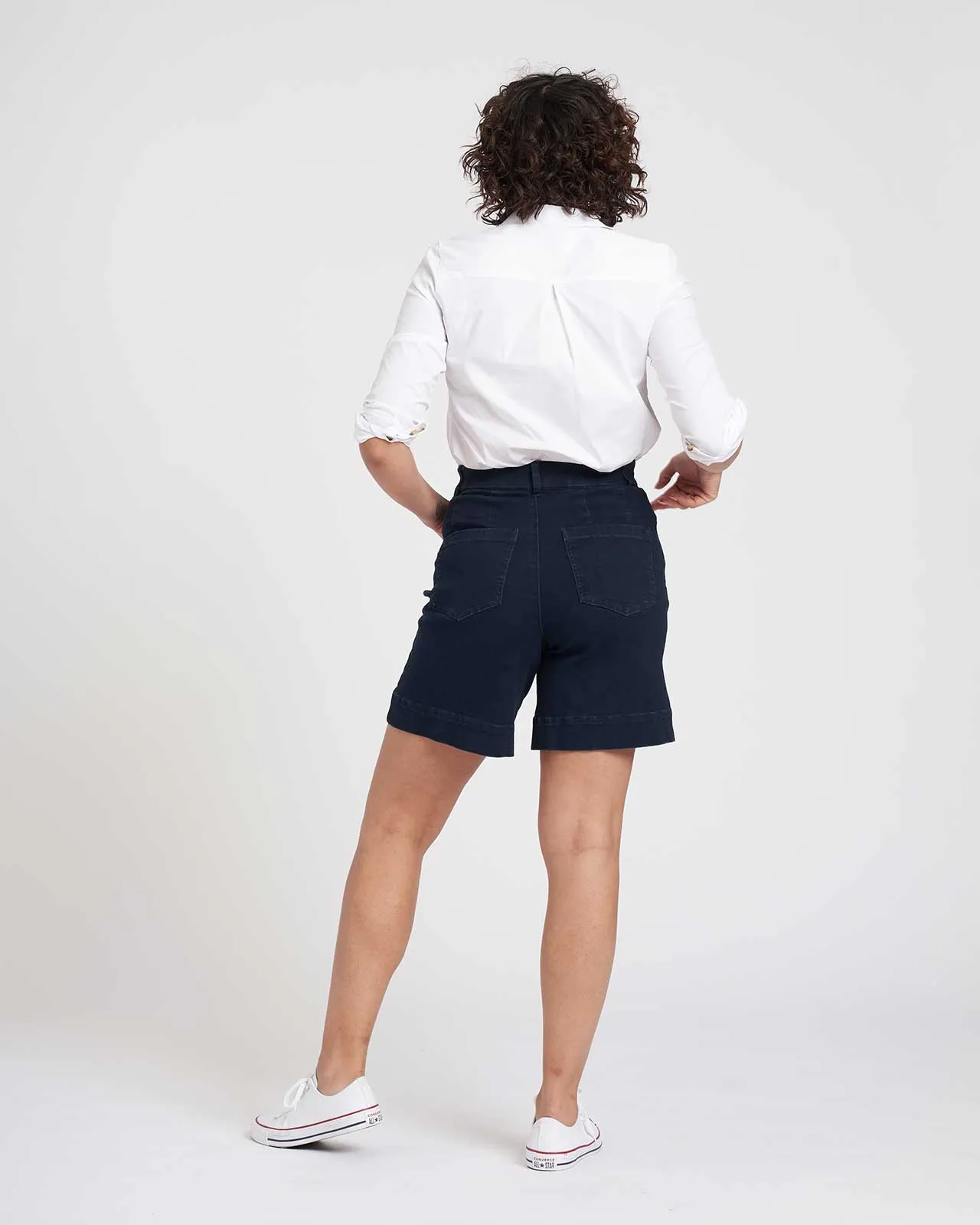 Carrie High Rise Denim Shorts - Dark Indigo