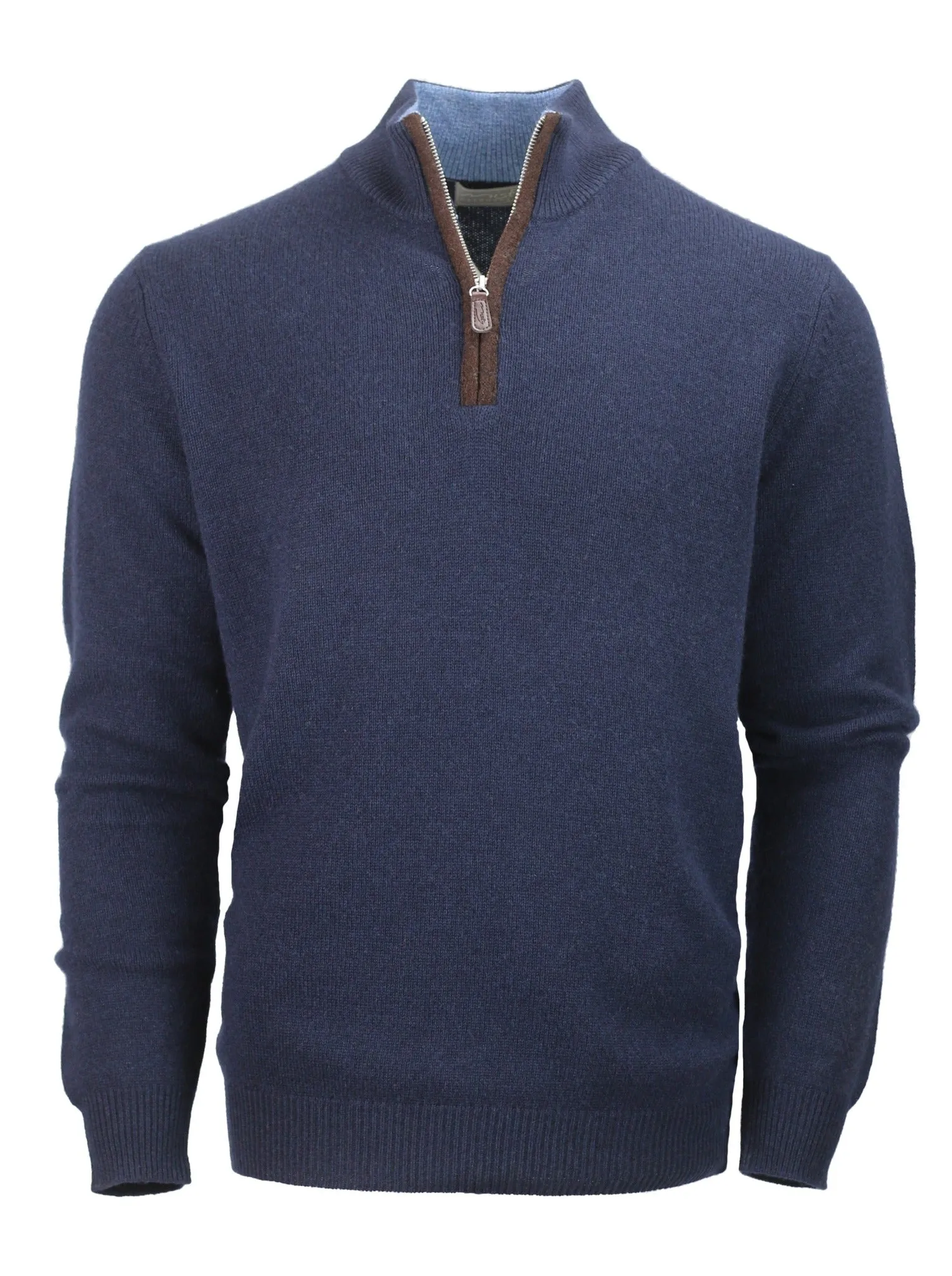Cashmere and Merino Zip Neck Jumper | Navy