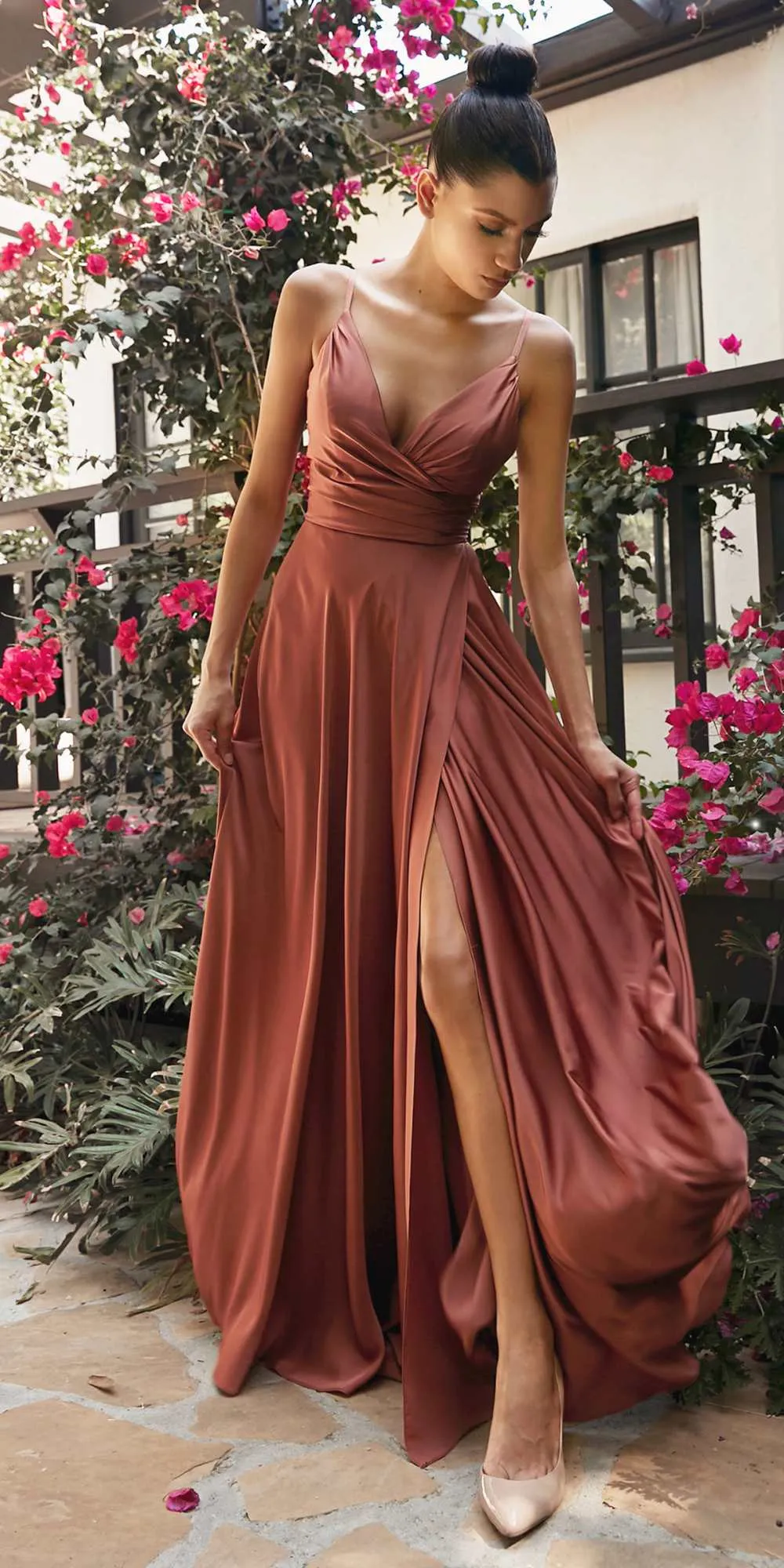 Cinderella Divine 7485C Sweetheart Neckline Soft Satin A-Line Formal Dress