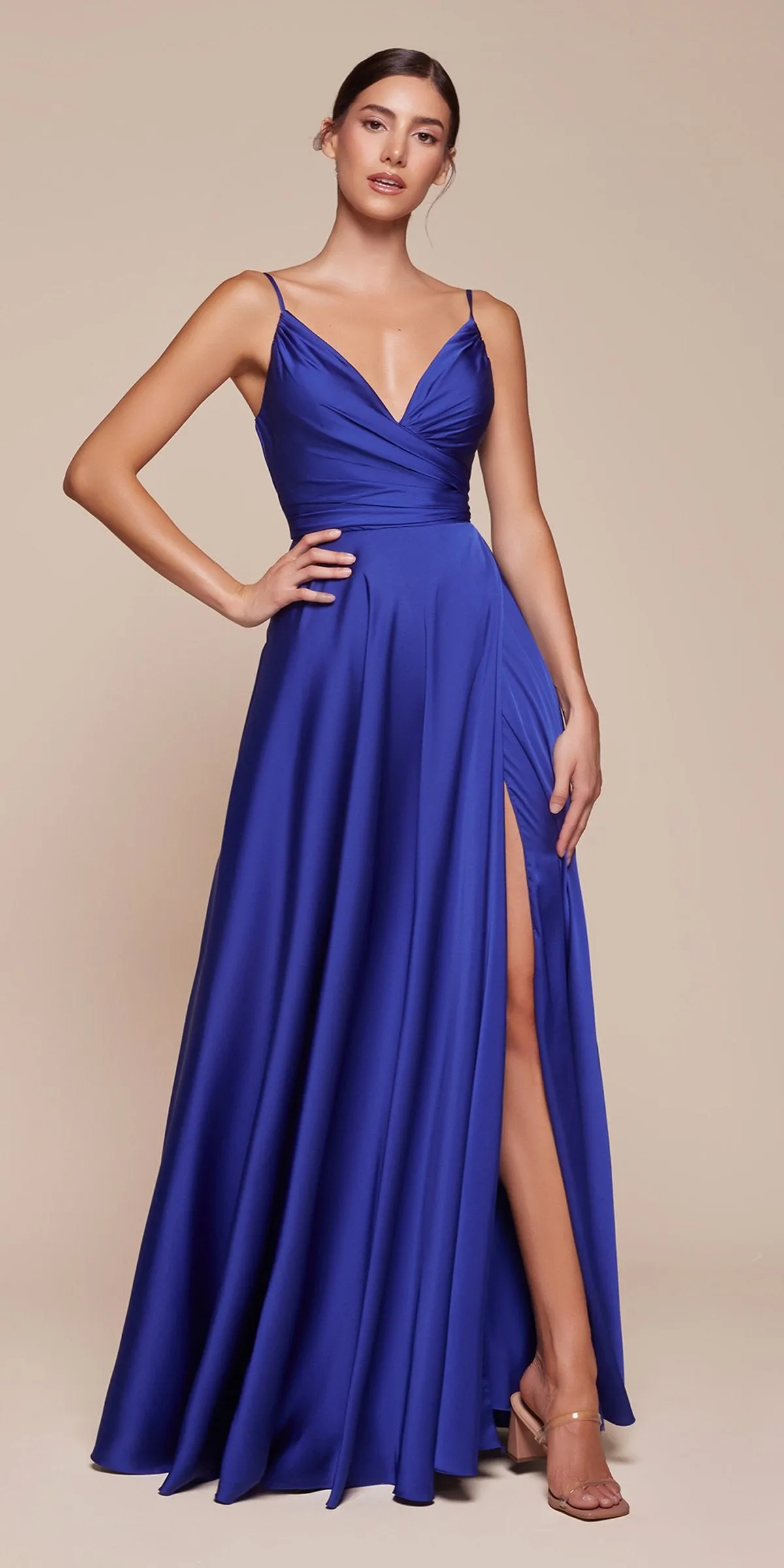 Cinderella Divine 7485C Sweetheart Neckline Soft Satin A-Line Formal Dress