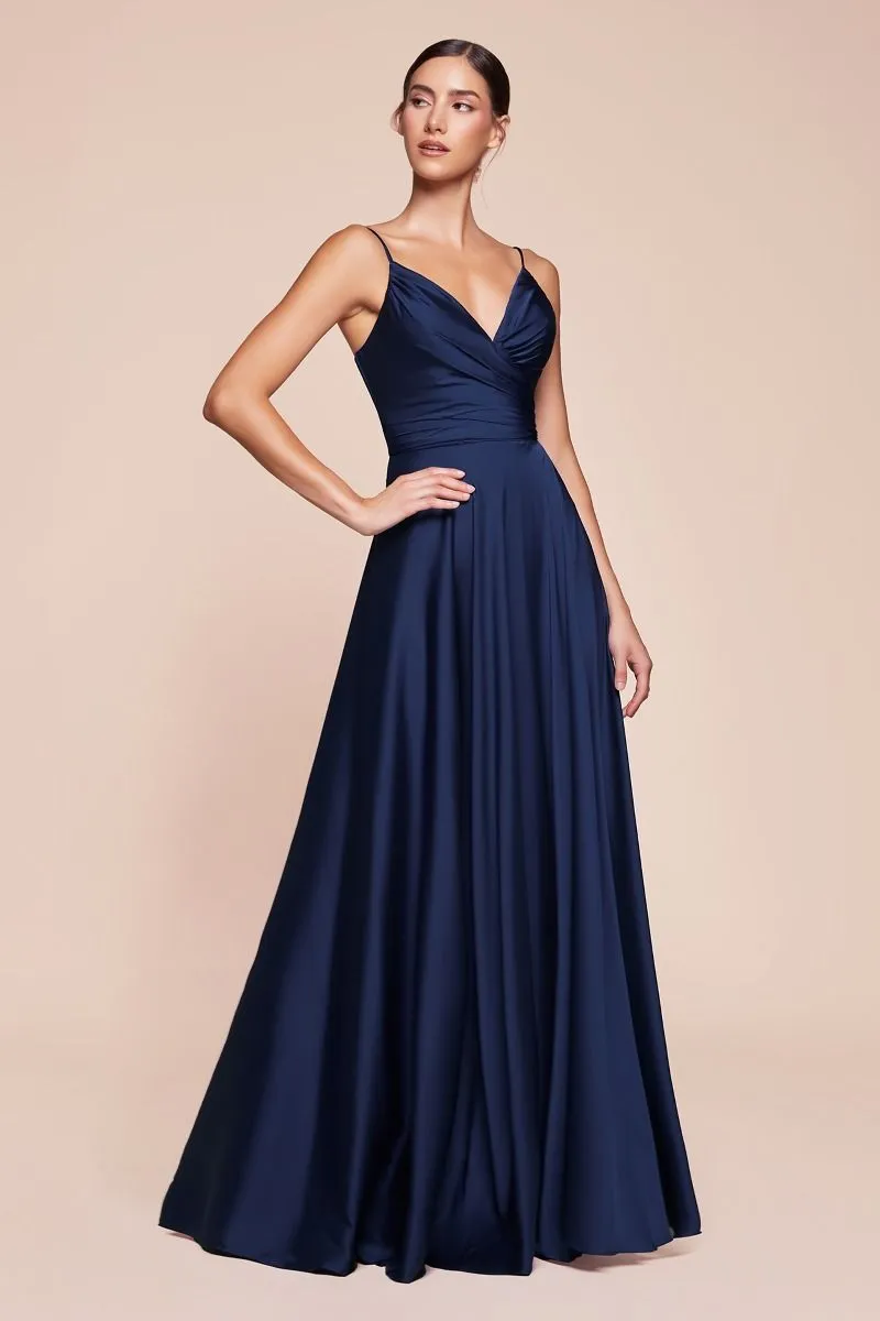 Cinderella Divine 7485C Sweetheart Neckline Soft Satin A-Line Formal Dress