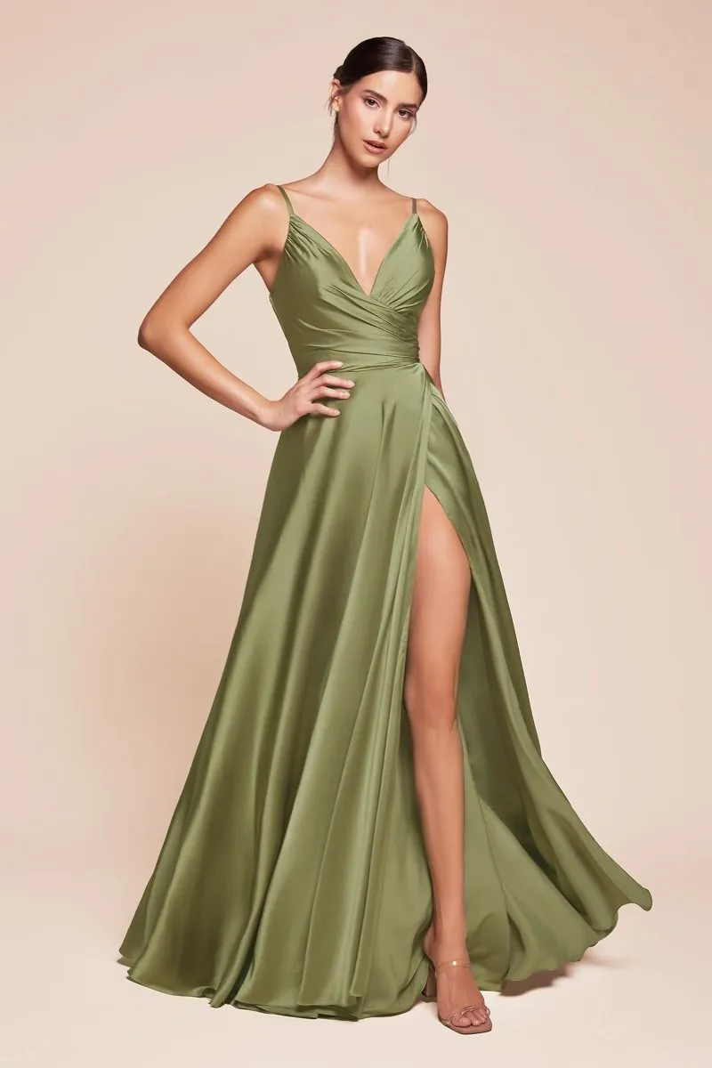 Cinderella Divine 7485C Sweetheart Neckline Soft Satin A-Line Formal Dress