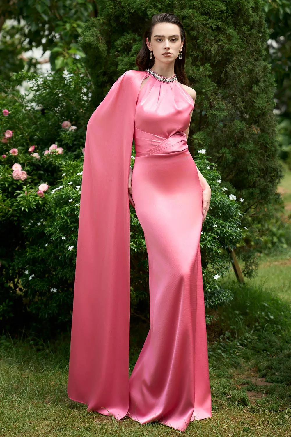 Colette Halter Extended Flap Silk Floor Length Dress
