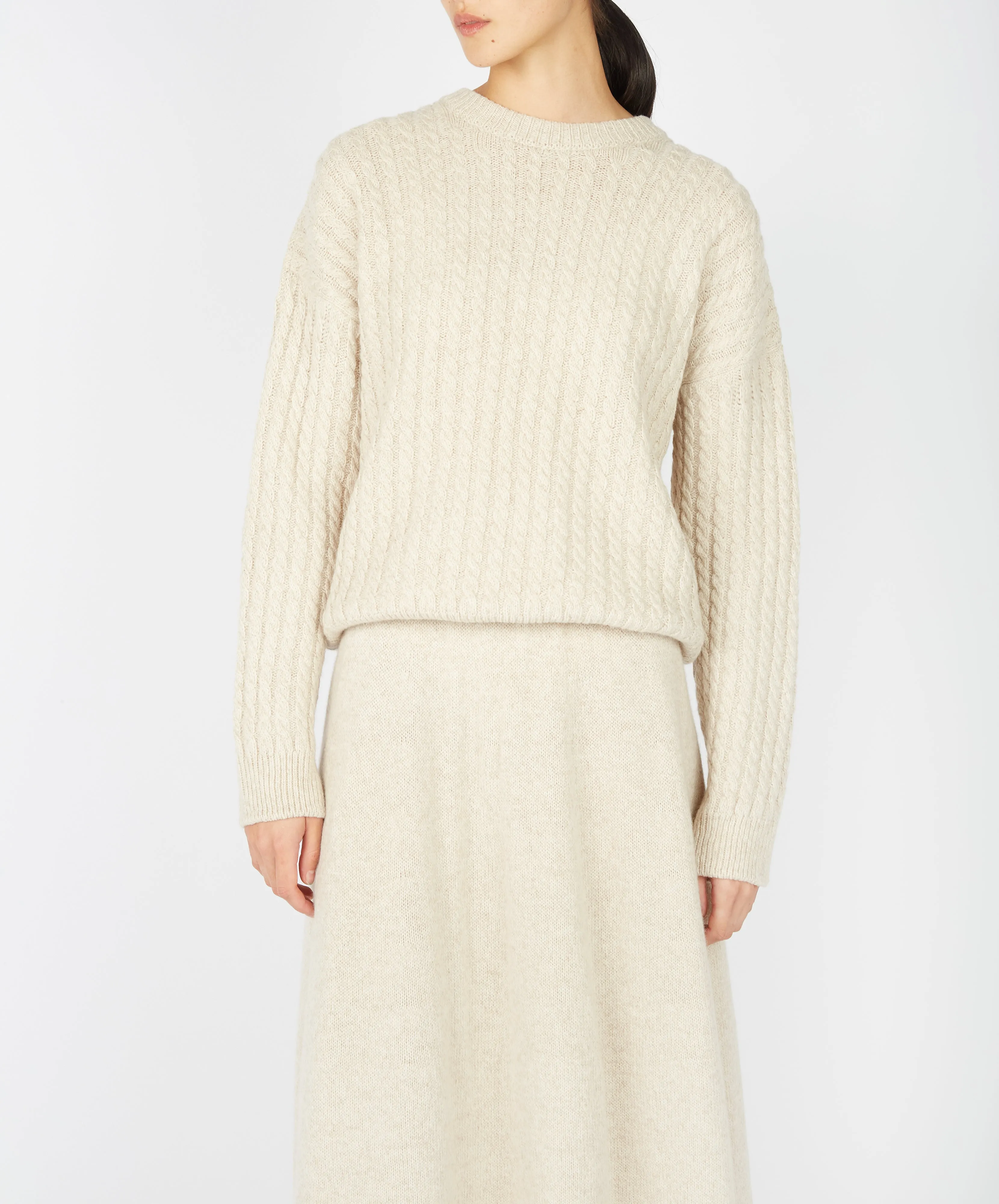 Corbin Cable Crew Neck Bone