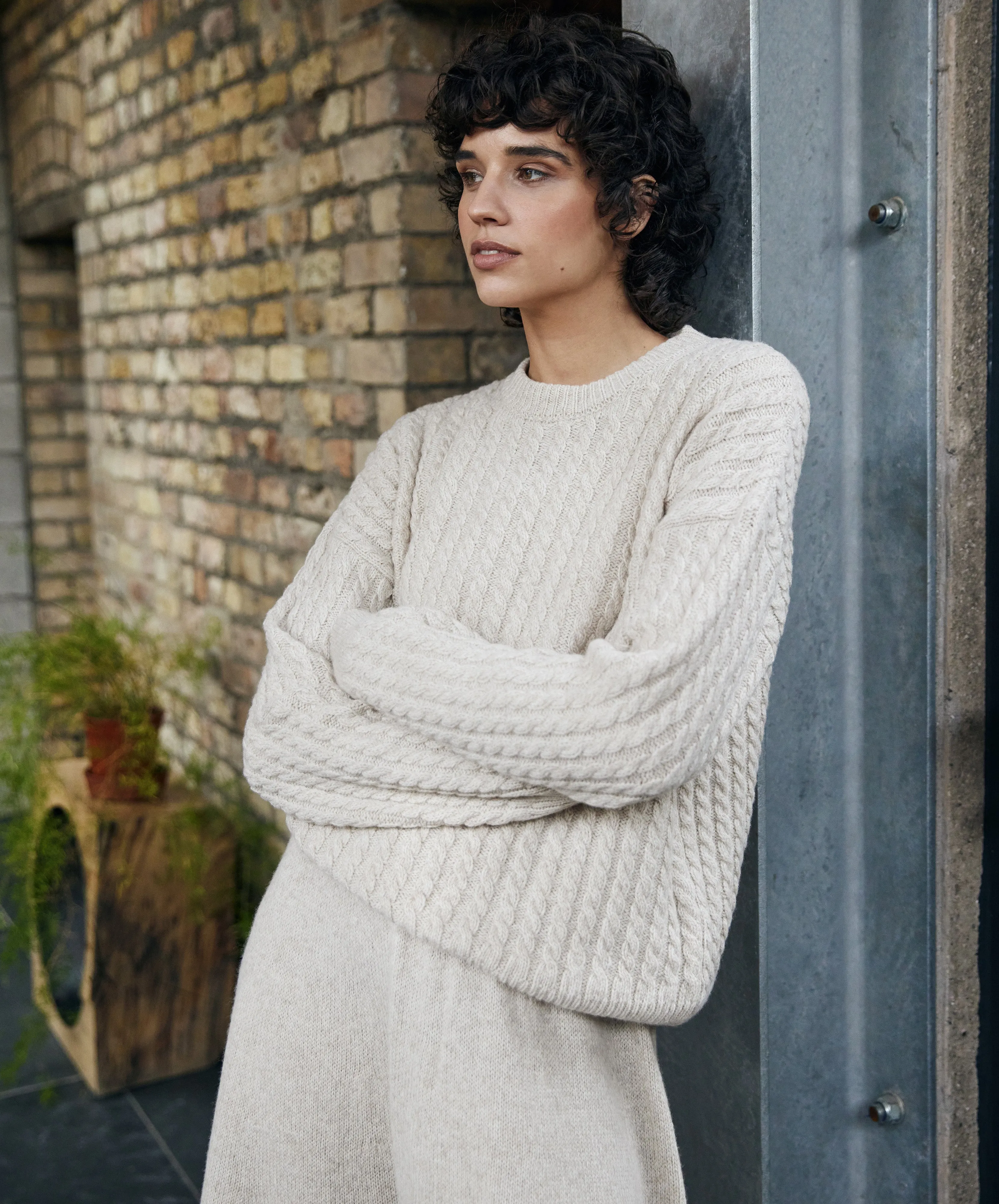Corbin Cable Crew Neck Bone