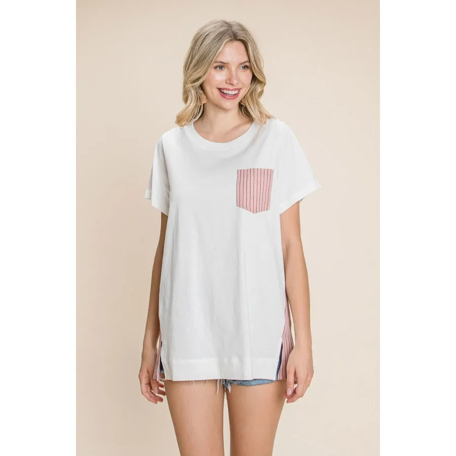 Cotton Bleu by Nu Label Contrast Striped Short Sleeve T-Shirt
