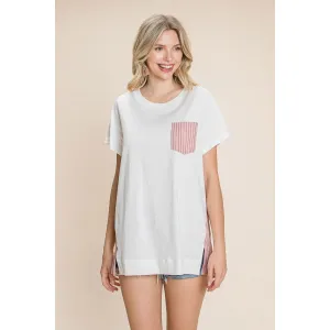 Cotton Bleu by Nu Label Contrast Striped Short Sleeve T-Shirt