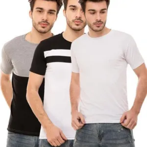 Cotton Regular Fit Pack Of 3 Combo T-Shirt For Men