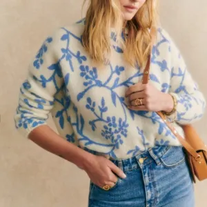 Custom Mohair Crew Neck Long Sleeve Pullover Women’s Knitted Sweater