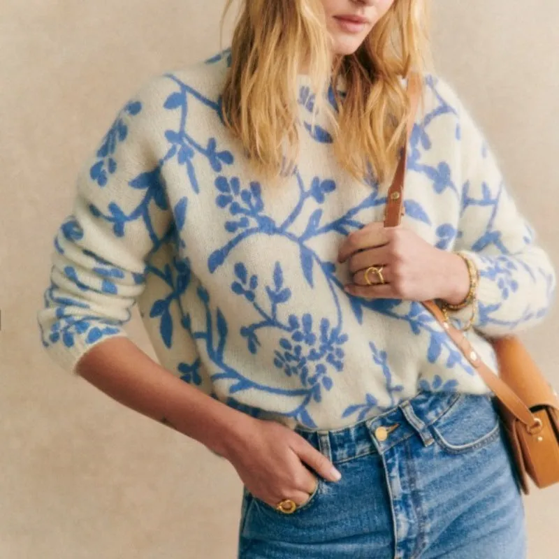 Custom Mohair Crew Neck Long Sleeve Pullover Women’s Knitted Sweater