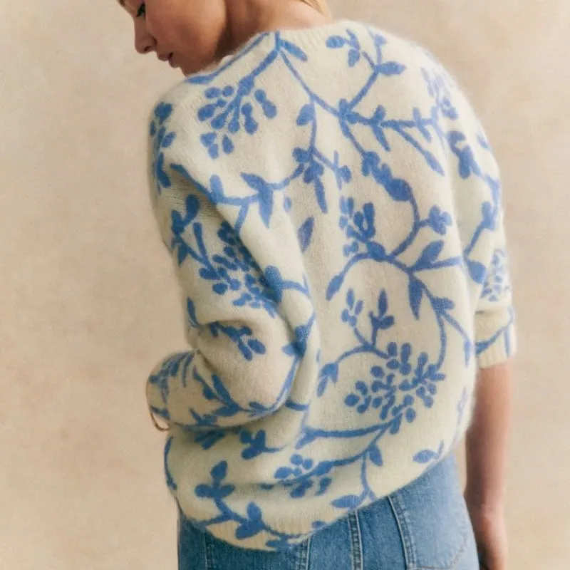 Custom Mohair Crew Neck Long Sleeve Pullover Women’s Knitted Sweater