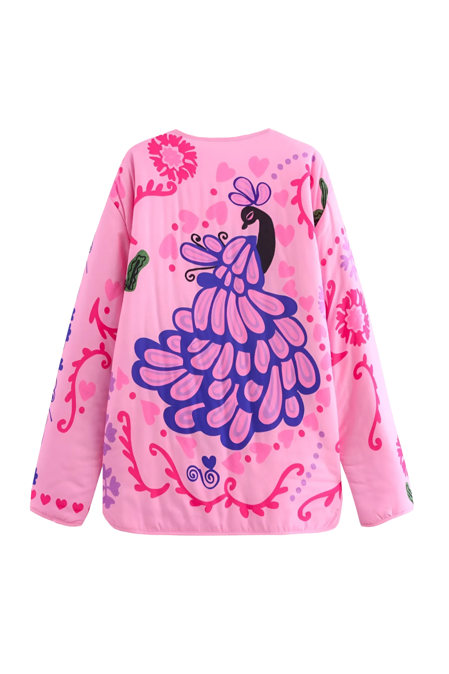 Cute Floral Print Pocket Jacket