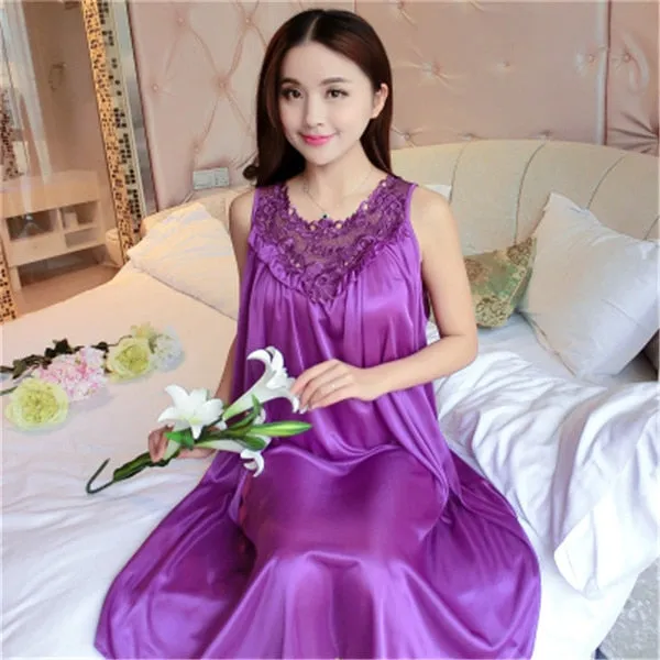deanwangkt Hot Women Night Gowns Sleepwear Nightwear Long Sleeping Dress Luxury Nightgown Women Casual Night Dress Ladies Home Dressing