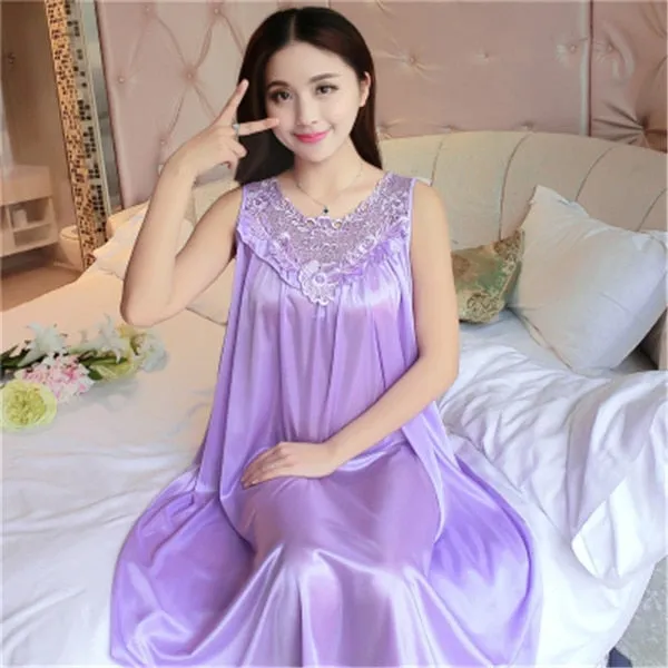 deanwangkt Hot Women Night Gowns Sleepwear Nightwear Long Sleeping Dress Luxury Nightgown Women Casual Night Dress Ladies Home Dressing