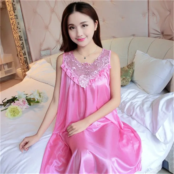 deanwangkt Hot Women Night Gowns Sleepwear Nightwear Long Sleeping Dress Luxury Nightgown Women Casual Night Dress Ladies Home Dressing