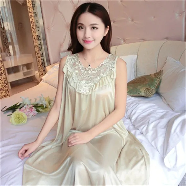 deanwangkt Hot Women Night Gowns Sleepwear Nightwear Long Sleeping Dress Luxury Nightgown Women Casual Night Dress Ladies Home Dressing