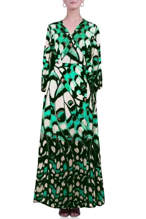 Designer Maxi Wrap Dress With Sleeves