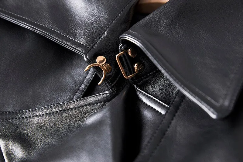 Double Breasted Black Women's Trench Coat