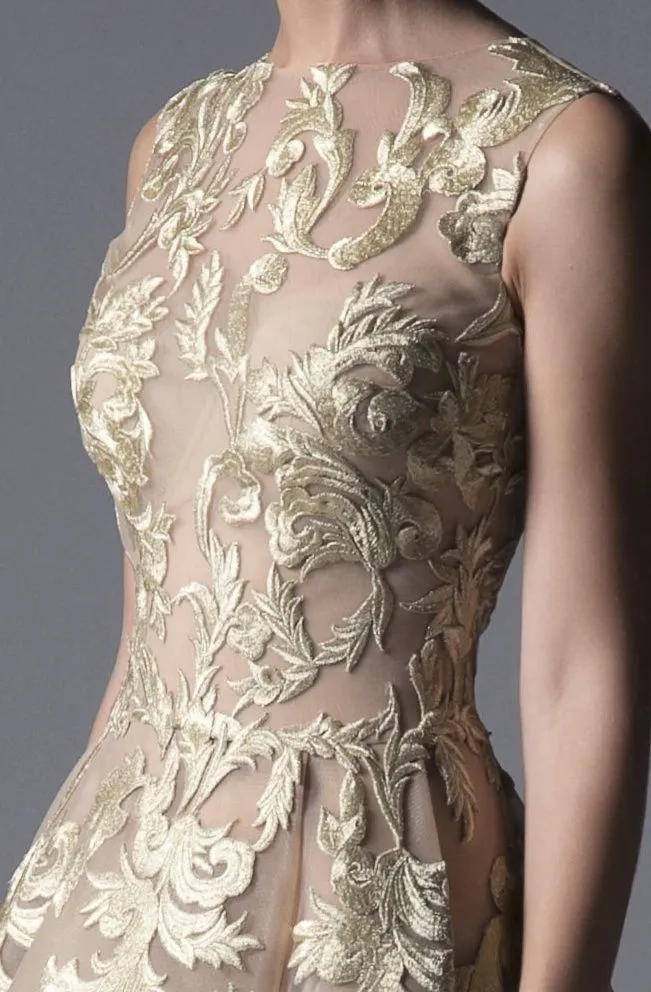 EMBROIDERED EVENING GOWN