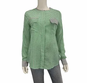 EQUIPMENT Green Silk Print Button Down Size S