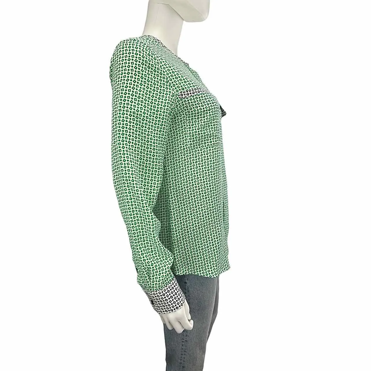 EQUIPMENT Green Silk Print Button Down Size S