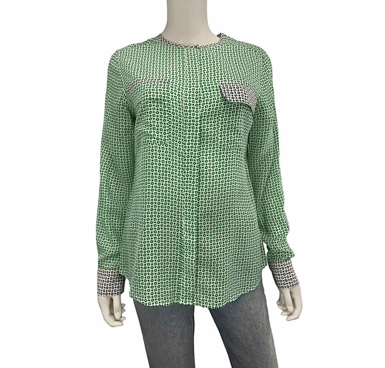 EQUIPMENT Green Silk Print Button Down Size S